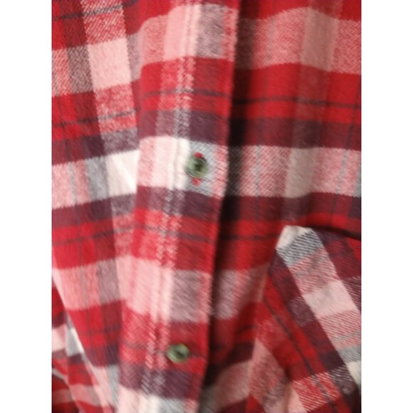 Aerie Woman XL  Oversized Red Flannel Plaid Button Down Shirt  LS Outdoor Casual - Picture 5 of 10